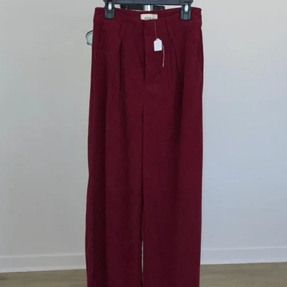 Aura Women's Red Pants, Corduroy, Straight Leg, Pockets, Size XS